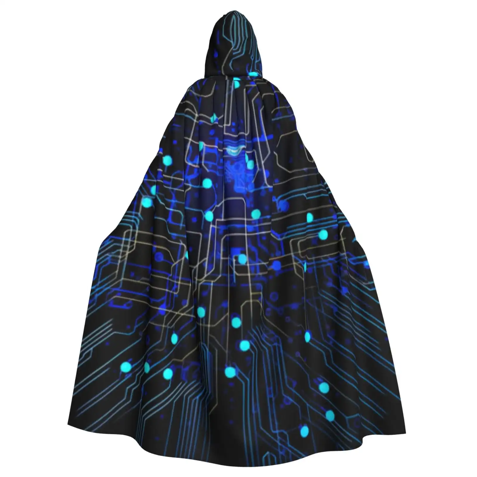 

Unisex Hooded Cloak Adult Lightweight Overcoat Abstract Circuit Connection Board Illustration Cloak For Halloween Cosplay Costum