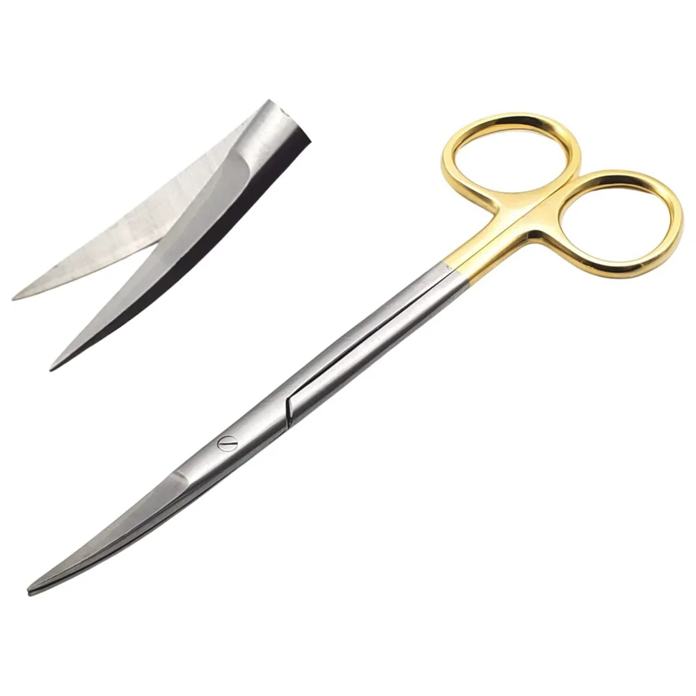 

Ножницы с золотой ручкой из нержавеющей стали, 4,5 дюйма, очень острые ножницы с изогнутой/прямой головкой для хирургических и универсальных применений.
