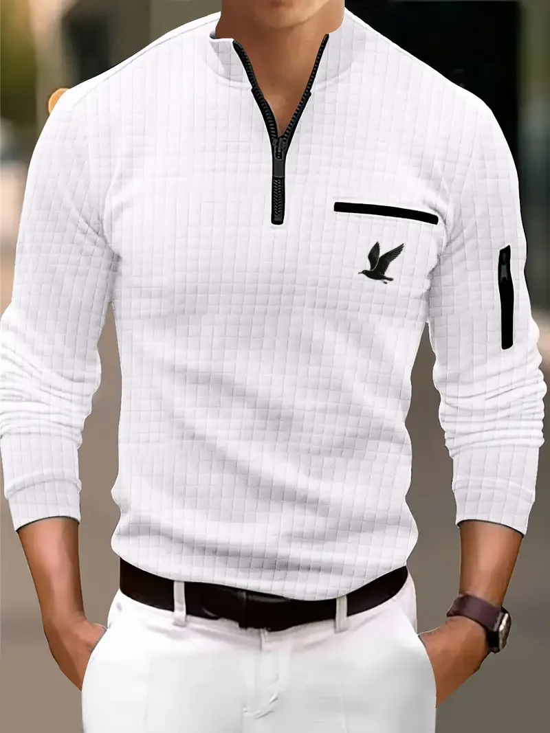 

Большие топы, мужские четырехсезонные модные однотонные топы для отдыха, контрастный дизайн, топы с лацканами и длинными рукавами, мужская одежда, спортивная посадка