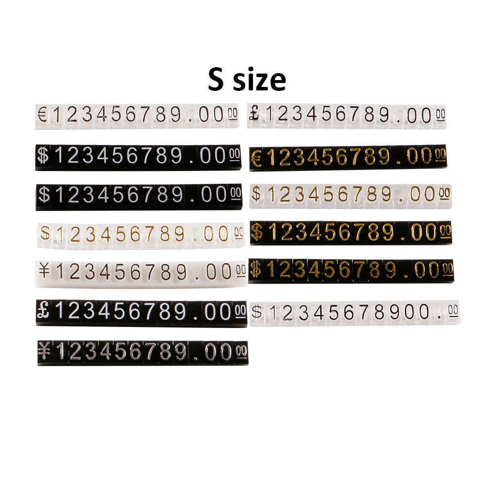 S Size 30pcs Per Pack Price Cube Dollar Jewelry Watches Euro Sign Mini Adjustable Number Tag Display Signs For Retail Shop