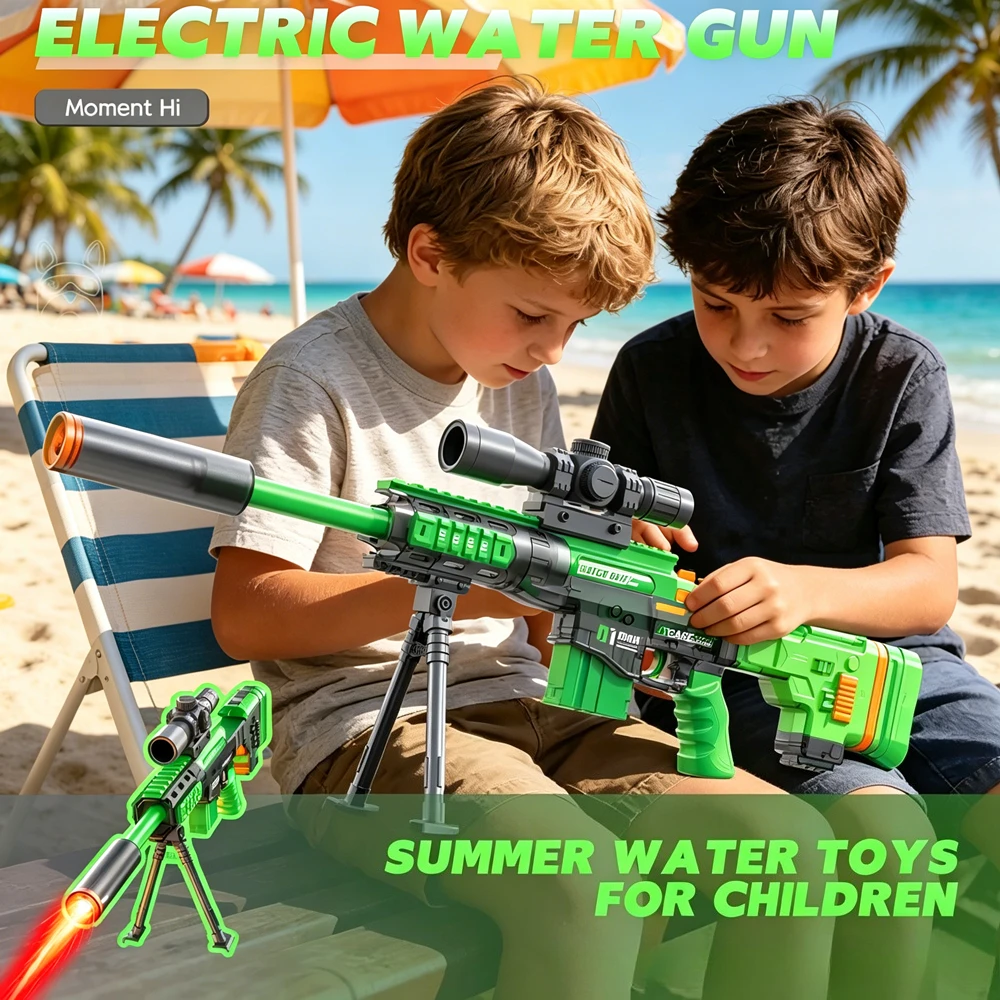 

Electric Water Gun with Manual Auto Dual Mode Light Up LongRange Squirt Toy for Kids Adults Perfect for Beach Pool