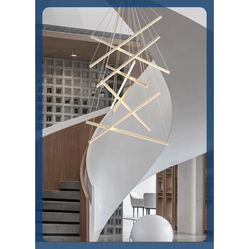 Moderno lustre de teto da escada em forma de barra led luz pingente sala estar duplex edifício highrise 90-260v lâmpada pendurada interior
