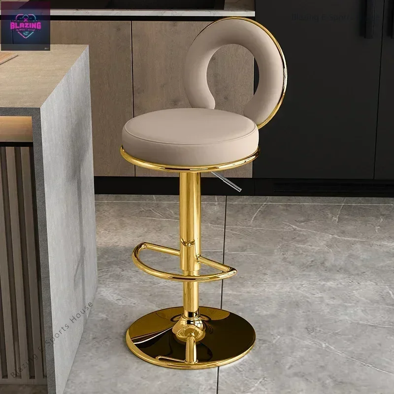 Lounge Luxury Bar Chairs Modern Metal High Nordic Bar Stool Ottomans Swivel Bancos Para Barra De Cocina Restaurant Furniture