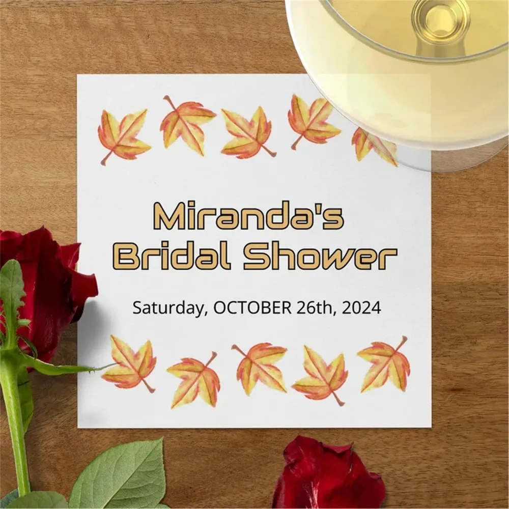 

50PCS Personalized Autumn Leaves Bridal Shower Napkins for Celebrating Special Moments with Elegance