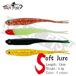 WALK FISH 4PCS NEW Fishing Lures Fork Tail Worm Lure Fish 13cm 8.4g Wobblers Carp Fishing Soft Lures Silicone Artificial Baits