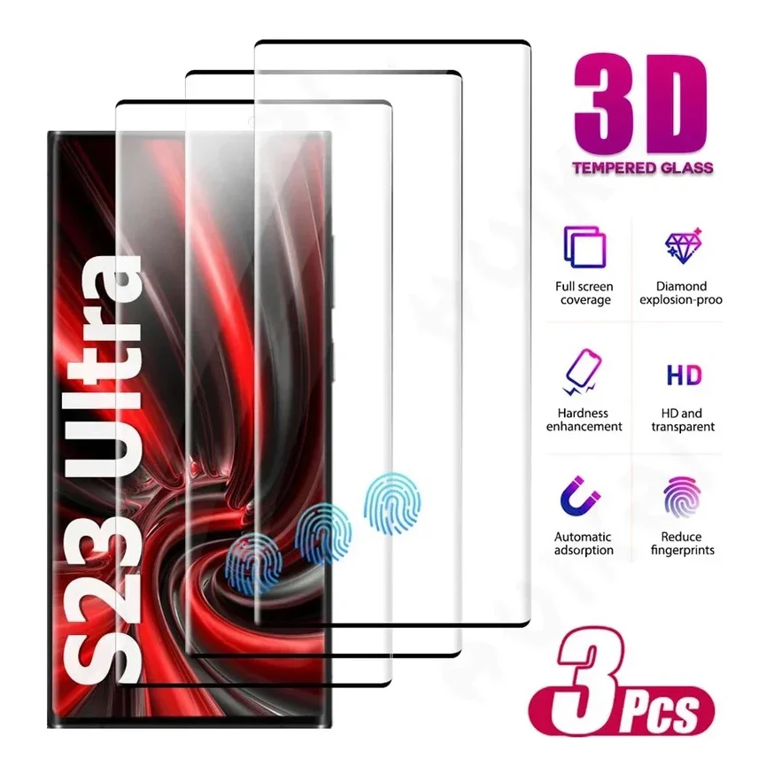 

For Samsung S24 S23 S22 Ultra Tempered Glass Protective Film Galaxy S8 S9 S10 Note 9 10 20 S21 S20 Plus Curved Screen Protector
