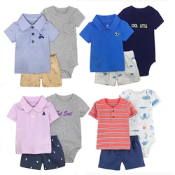 2025 Summer Baby Boys Clothes Set Ropa Para Ninos Roupa Infantil Pra Menino T Shirt Toddler Clothing 3 Pieces Short Bodysuit