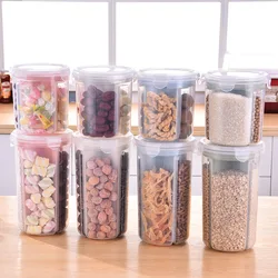 Clear Plastic Food Storage Container Cereals Seal Jar with Lid Rice Compartment Dispenser Kitchen Refrigerator Organizer