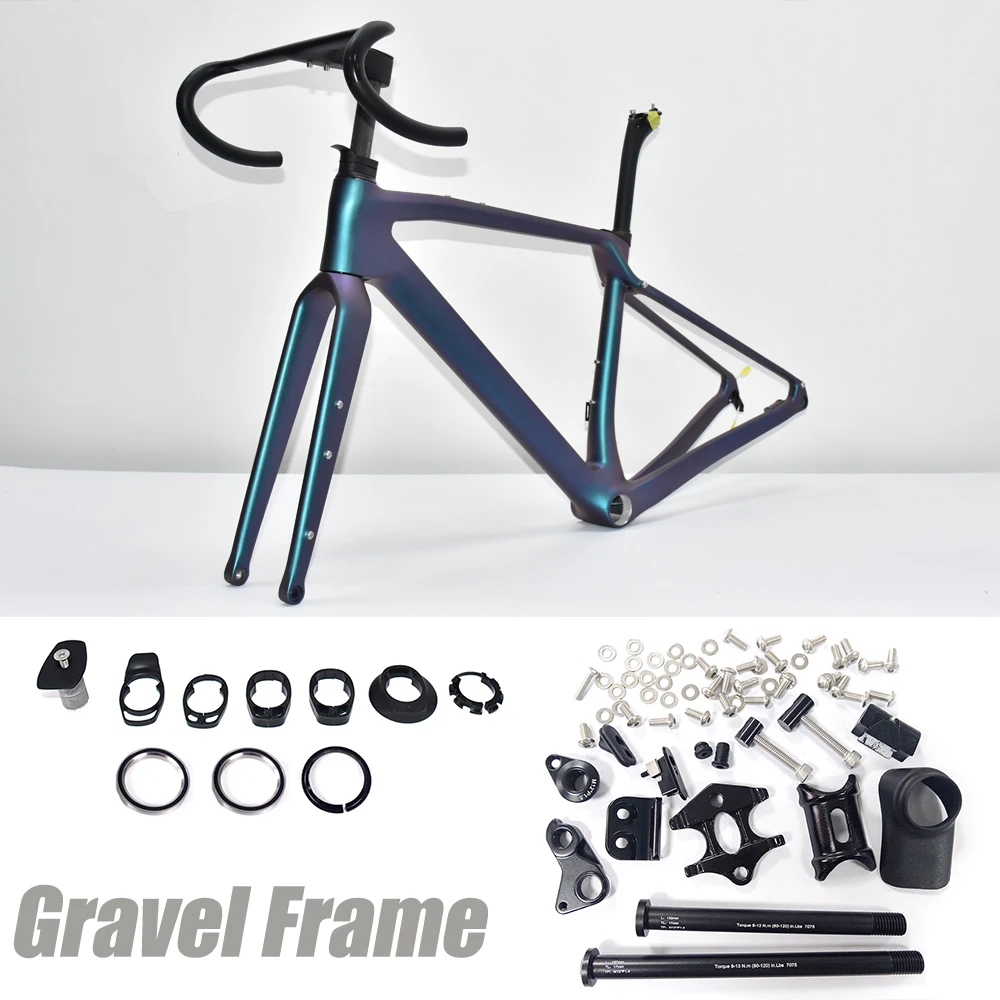 DIY Color Gravel Bike Frame Disc Brake Bicycle Frameset T1000 Full Carbon Frame Ultra light Gravel