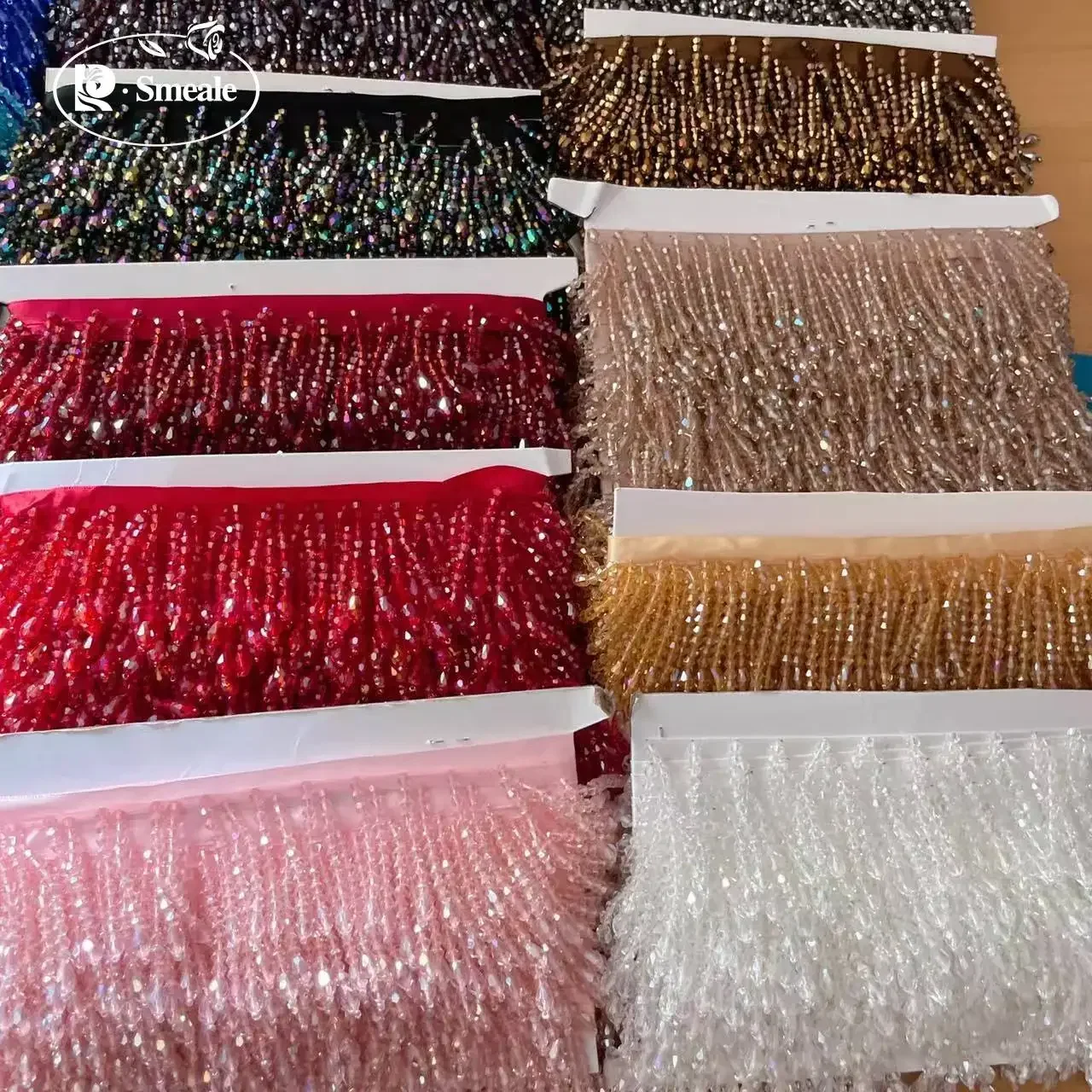 2Yards. Tassels Beaded Lace Trim.Garment Dress Tassel Lace Decoration Shoes Ornaments White Black Hanging Bead Curtain RS24662