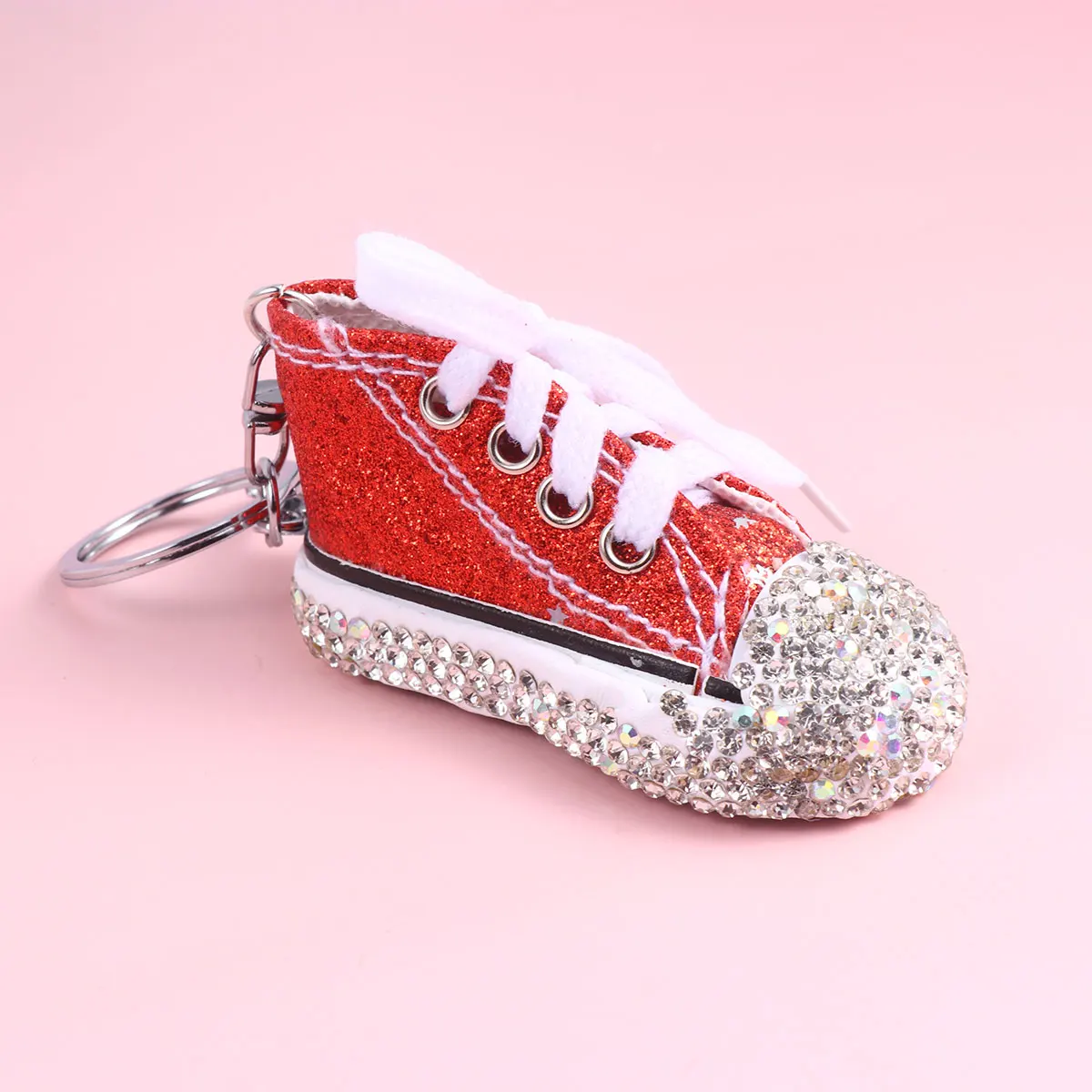 

Glitter Canvas Shoes Keychain Holder Rhinestone Keyring Fashion Bag Pendant Accessories