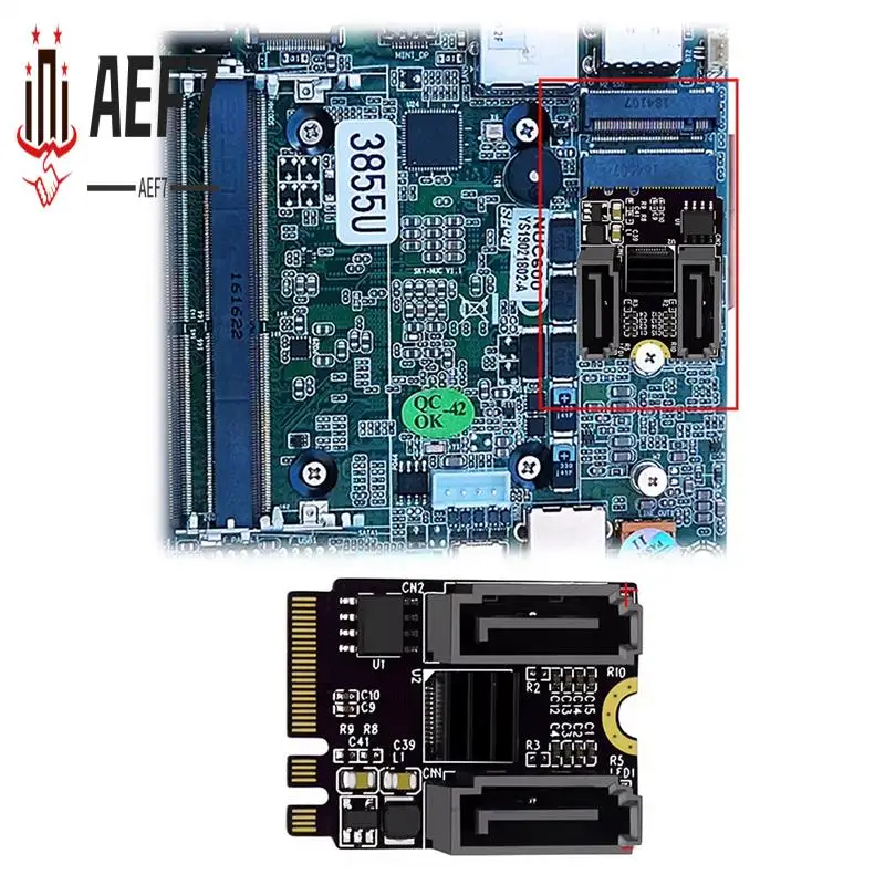 

AEF7-5PCS M2 To SATA3.0 Expansion Card PCI-E3.0 KEY A+ E WIFI M.2 To SATA Expansion Card Adapter Without Driver Installation