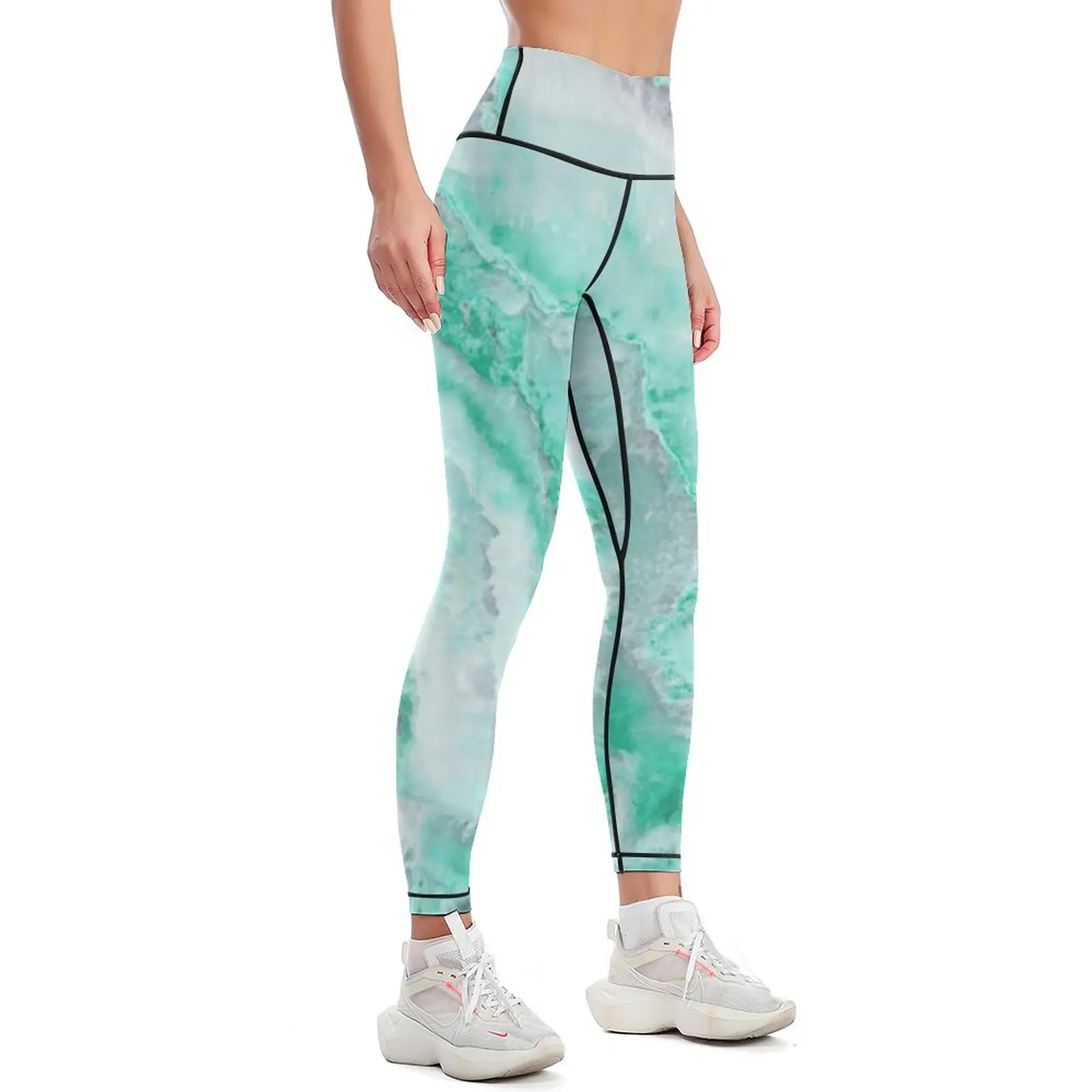 Luxury Mermaid Green Faux Agate Marble Geode Gem Leggings Sportswear woman gym Fitness clothing sports woman gym Womens Leggings