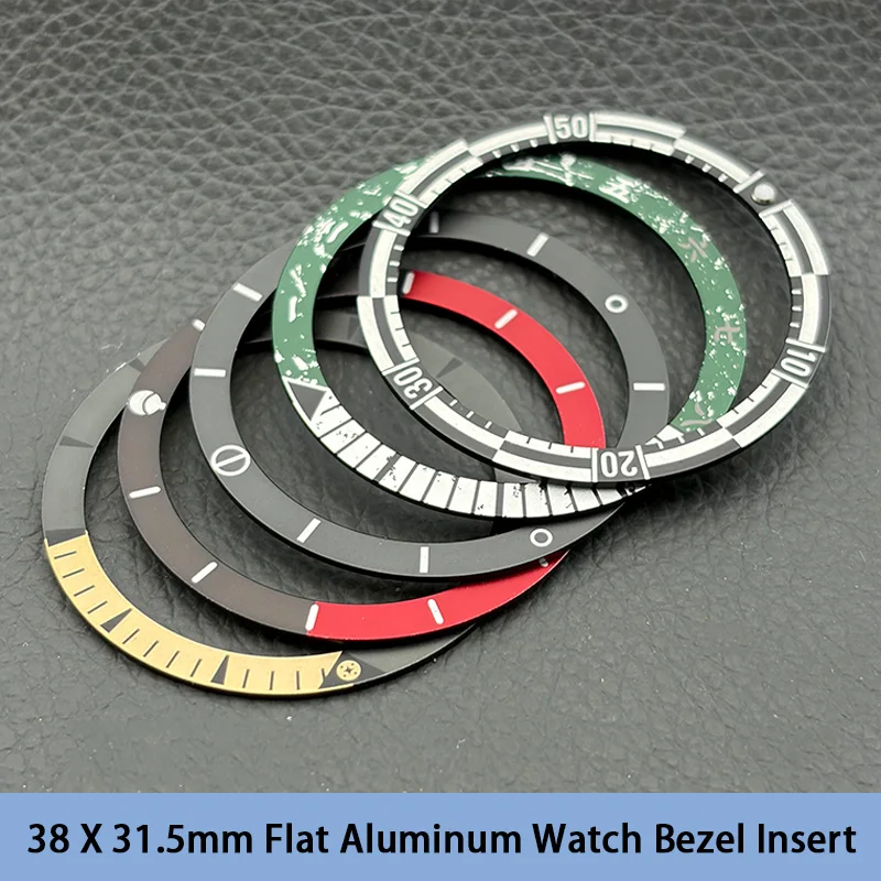 38mm*31.5mm Flat Aluminium Watch Bezel Insert Ring Fits SKX007 SKX011 SKX171 SRPD Seamaster Men Watch Case Replace Parts Custom