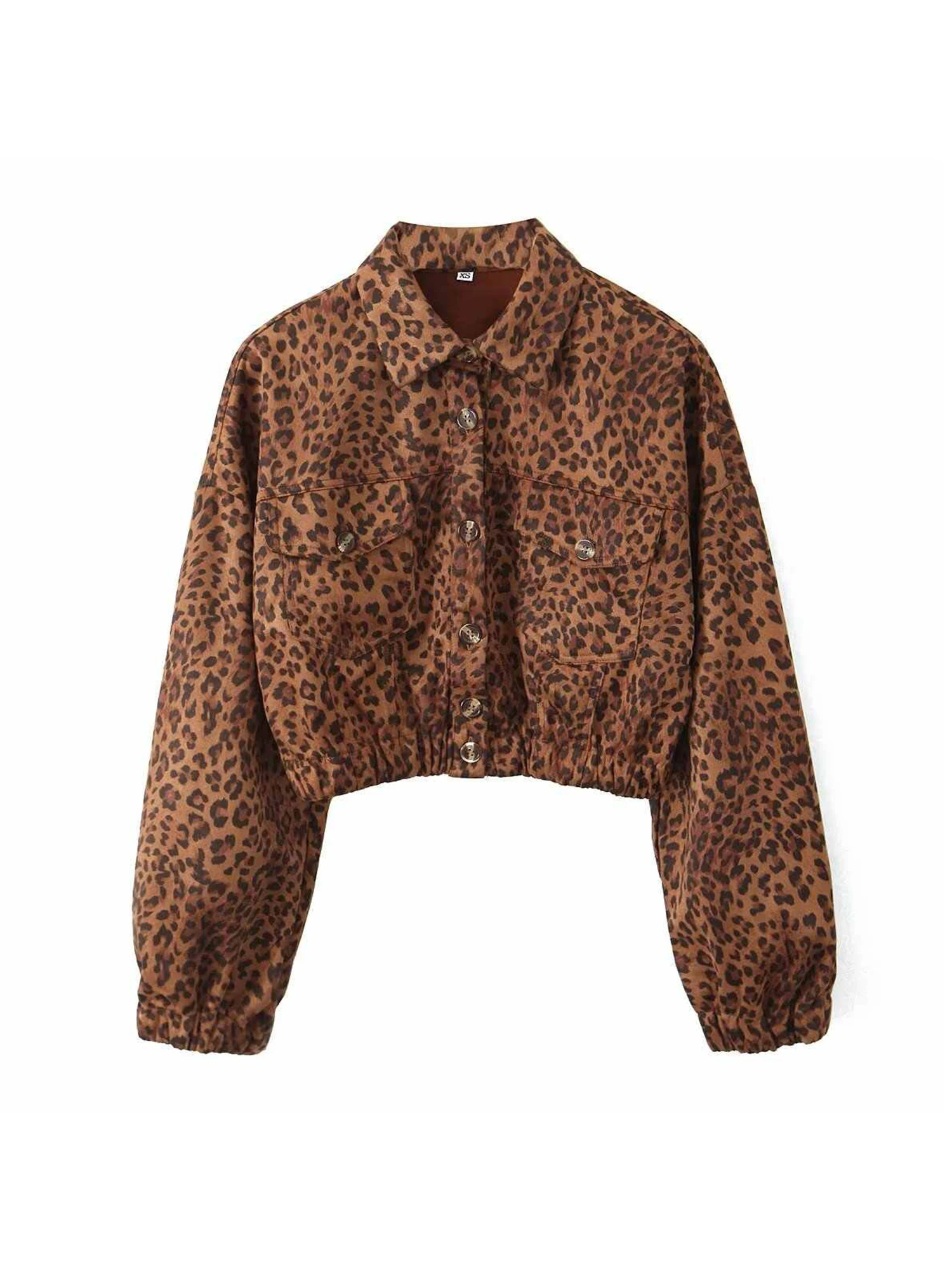 

Women's Leopard Cropped Jacket Vintage Harajuku 2000s Short Coat Aesthetic Long Sleeve Autumn Jacket Outerwear Fashion Clothes