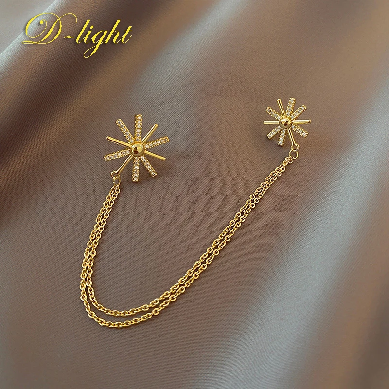 Simple Gorgeous Fireworks Chain Brooch Lady Sunflower Elegant Versatile Suit Shirt Lapel Pin Party Banquet Accessories Nice Gift