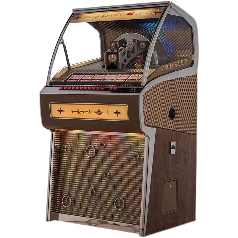 Vintage Bluetooth vinyl record player, jukebox, phonograph, and gramophone come with 70 7-inch discs