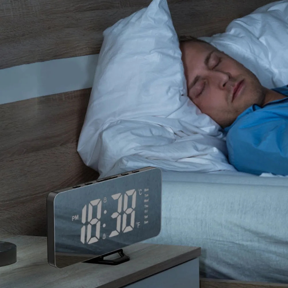 

Digital Alarm Clock Large Display Bedroom Mirror Clock Easy Setup Dual Alarm Memory Function Safe Plastic Compact Size