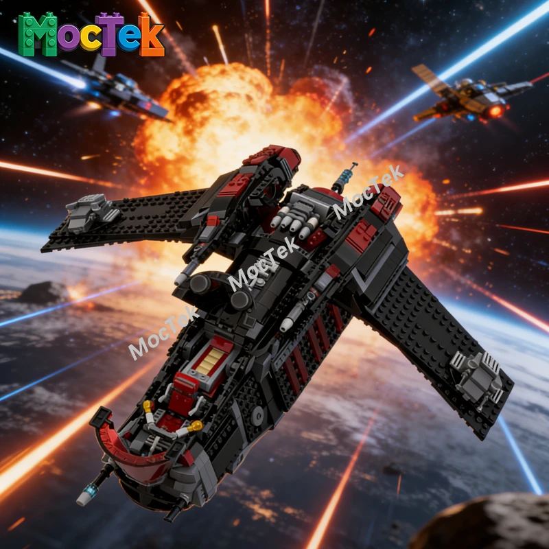 

The Dark Falcon LAATi Spaceship MOC Building Kit, Sci-Fi Combat Spacecraft Assembly Model for Hobbyists and Collection