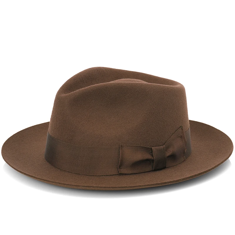 Autumn and Winter Leisure Versatile Top Hat Pure Wool Fashionable Gentleman Hat Female Big brimmed British Jazz Hat Male