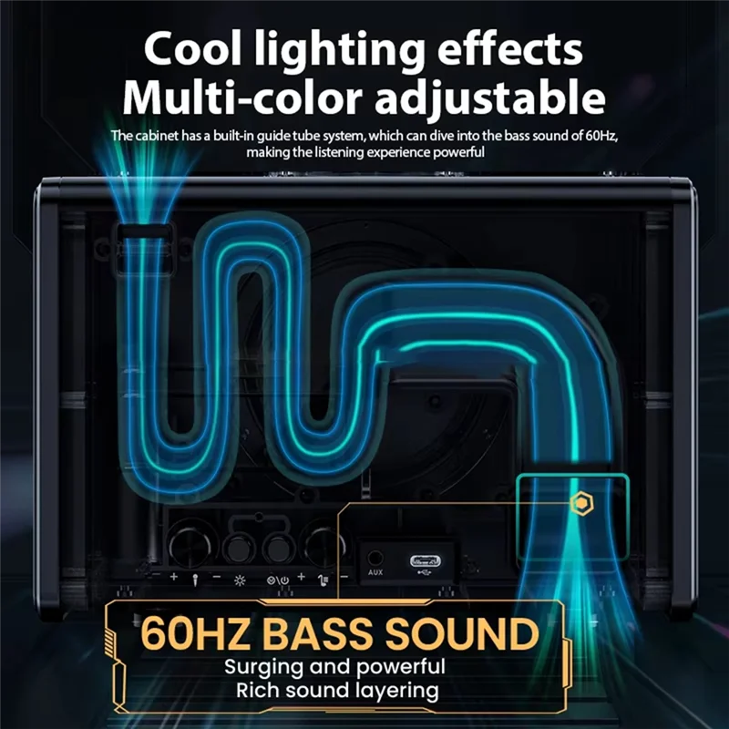 

Bluetooth Speaker Karaoke Machine Two Wireless Microphones Portable Adults Kids LED Lights