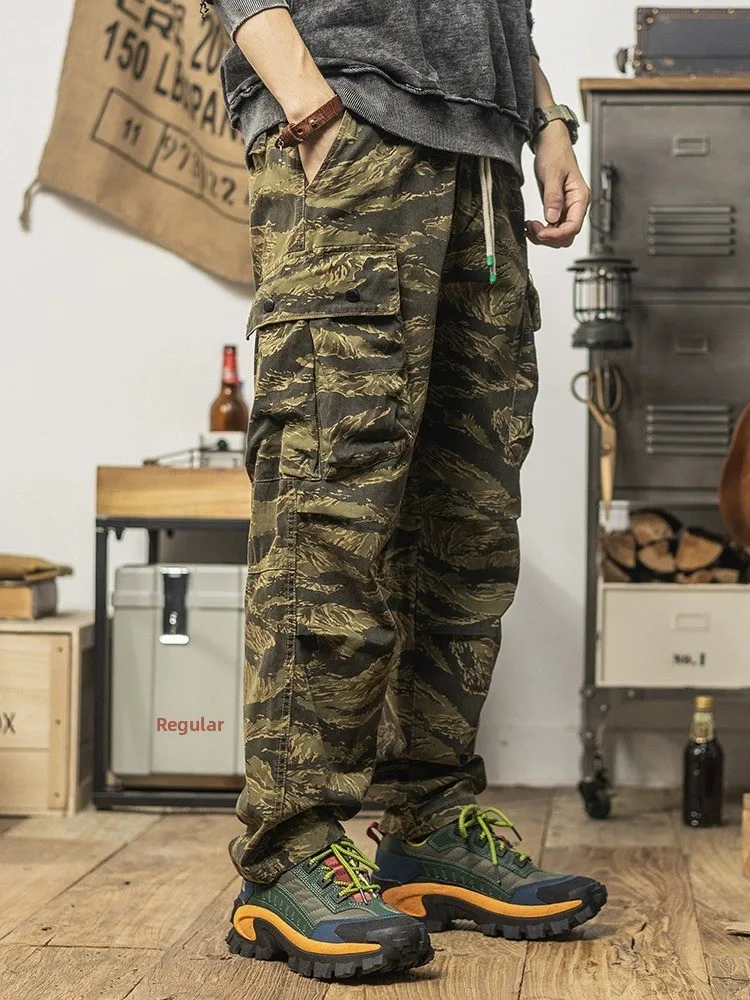 

Ретро американские камуфляжные рабочие брюки мужские весенне-осенние свободные прямые повседневные уличные длинные брюки из хлопка молодежная мода