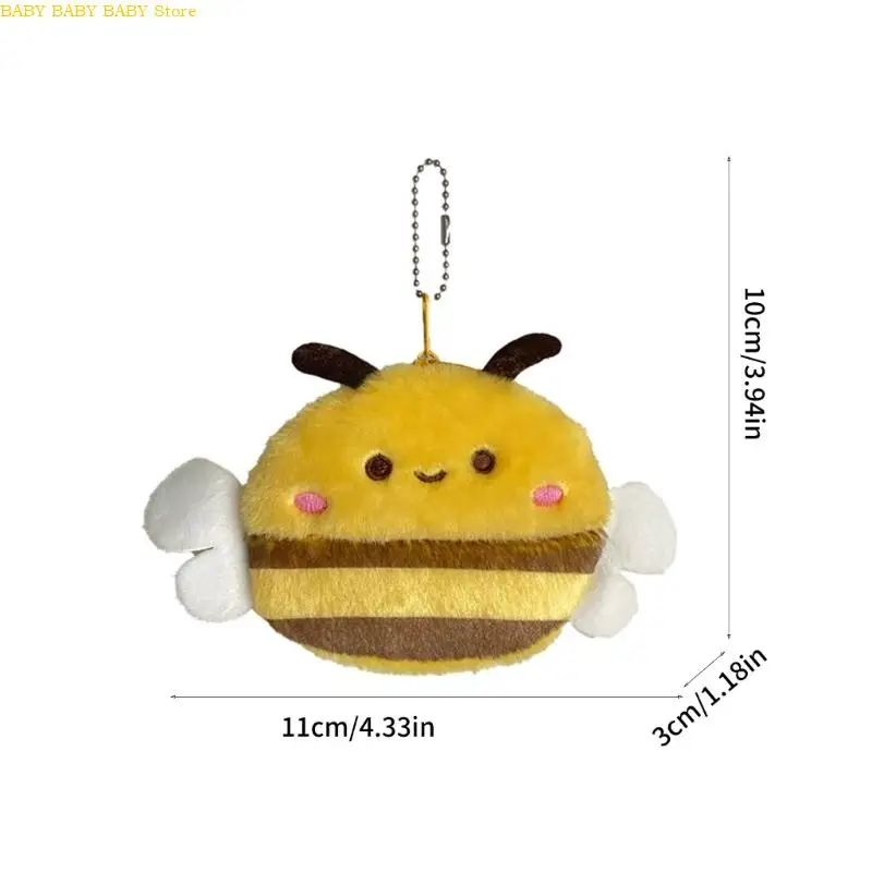 Q81A Headphone Storage Bag for Girls Plush Change Purse Bag Charm Pendant Cartoon Animal Storage Box Lovely Bees Coin Purse