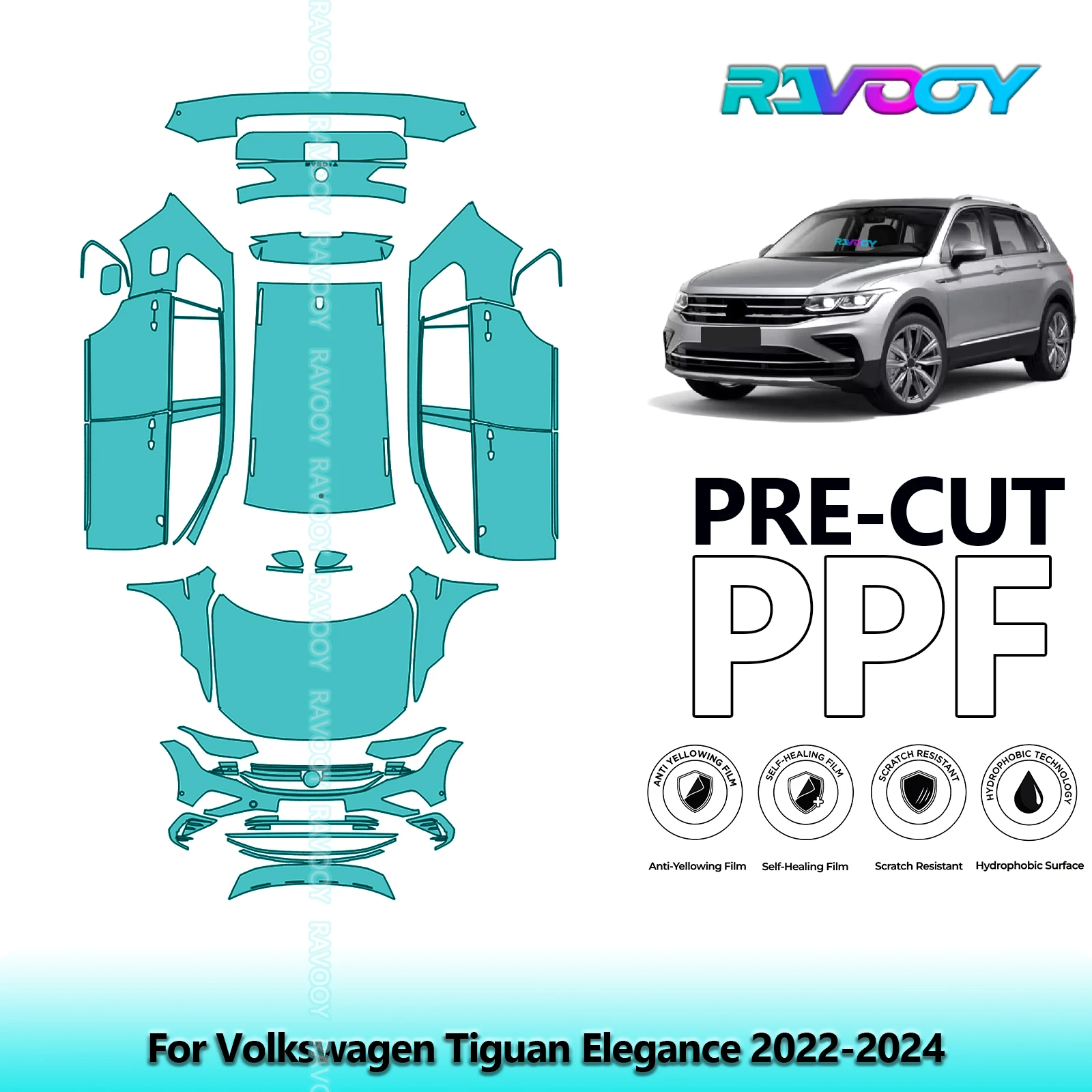 

Full Vehicle Clear Bra Precut PPF Paint Protection Film For Volkswagen Tiguan Elegance 2022-2024