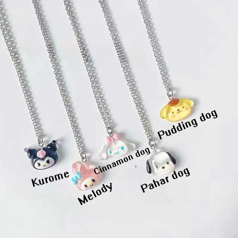 Sanrio My Melody Pendant Necklace Kawaii Cinnamoroll Kuromi Pochacco Pompompurin Doll Pendant Student Girlfriend Gift