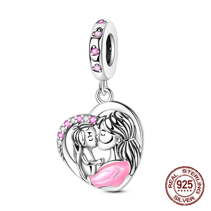 

Подвески для матери поцелуи, стерлинговое серебро 925 пробы, бусина любви, висячая подвеска, подходит для браслета, ожерелья, ювелирные изделия своими руками