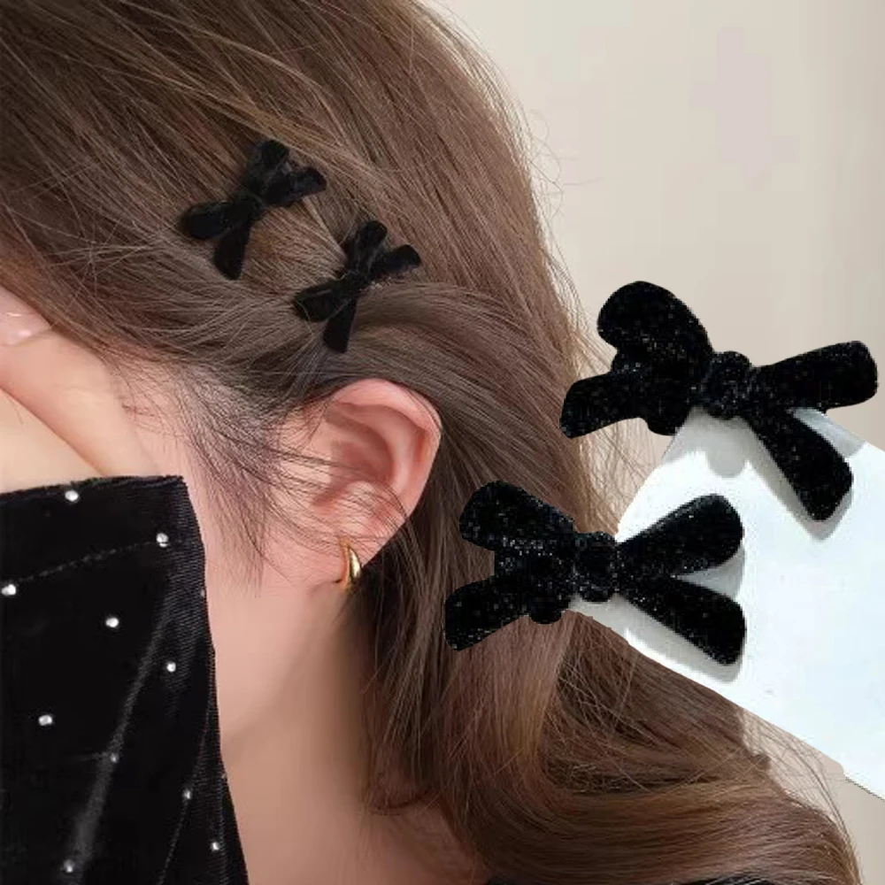 女の子のためのミニベルベットヘアクリップ,キャンディーカラー,小さな弓のピン,ヘアアクセサリー