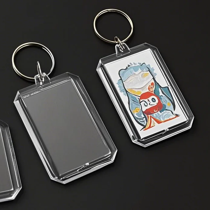 

5PCS Clear Acrylic Photo Frame Keychain Blank Photo Frame Pendant Insert Key Ring Double Sided Photo DIY Material Couple Gift