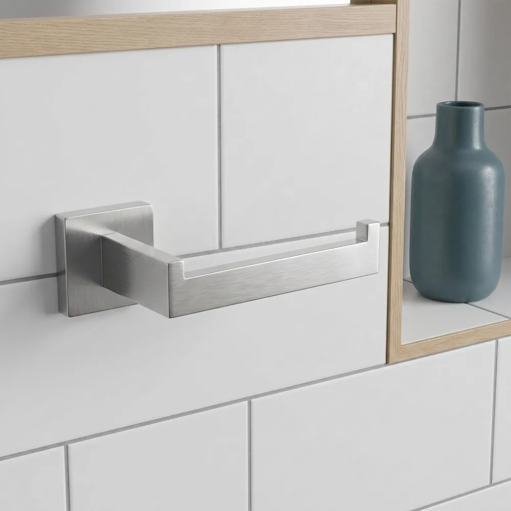 

Durable Stainless Steel Toilet Paper Holder Wall Mounted Modern Tissue Holder Silver Open Arm Roll Paper Shelf Household