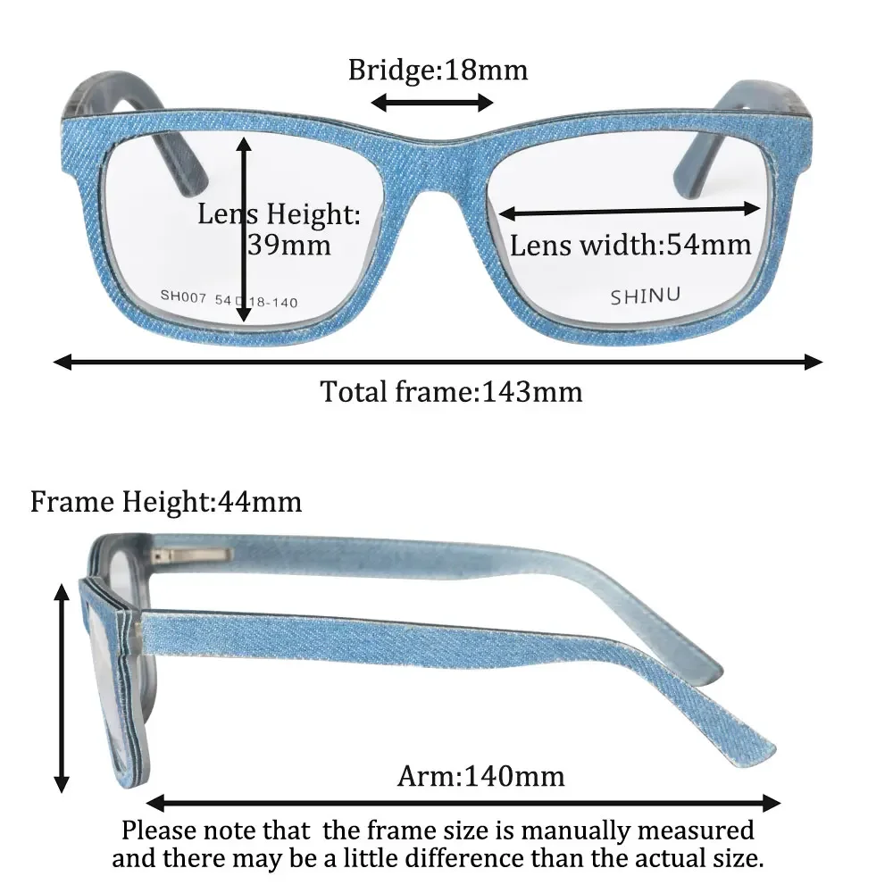 SHINU jeans glasses men progressive lenses automatic adjustment prescription glasses denim clothes with acetate 100% customized