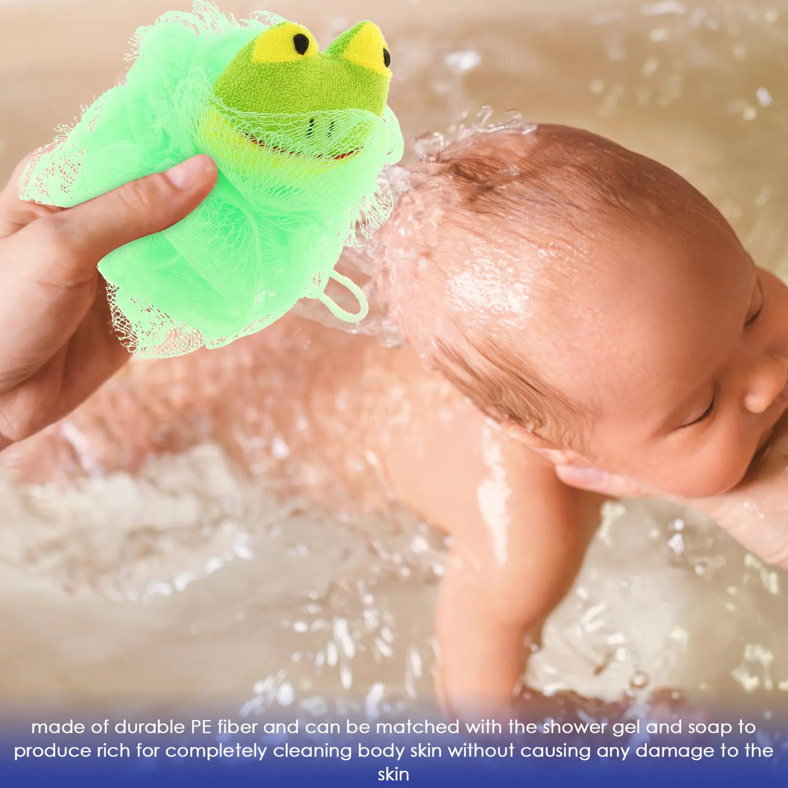 

4Pcs Mesh Bath Ball with Cartoon Animal Design Gentle Shower Scrubber for Sensitive Skin Rich Foam Cleansing with Hanging Rope