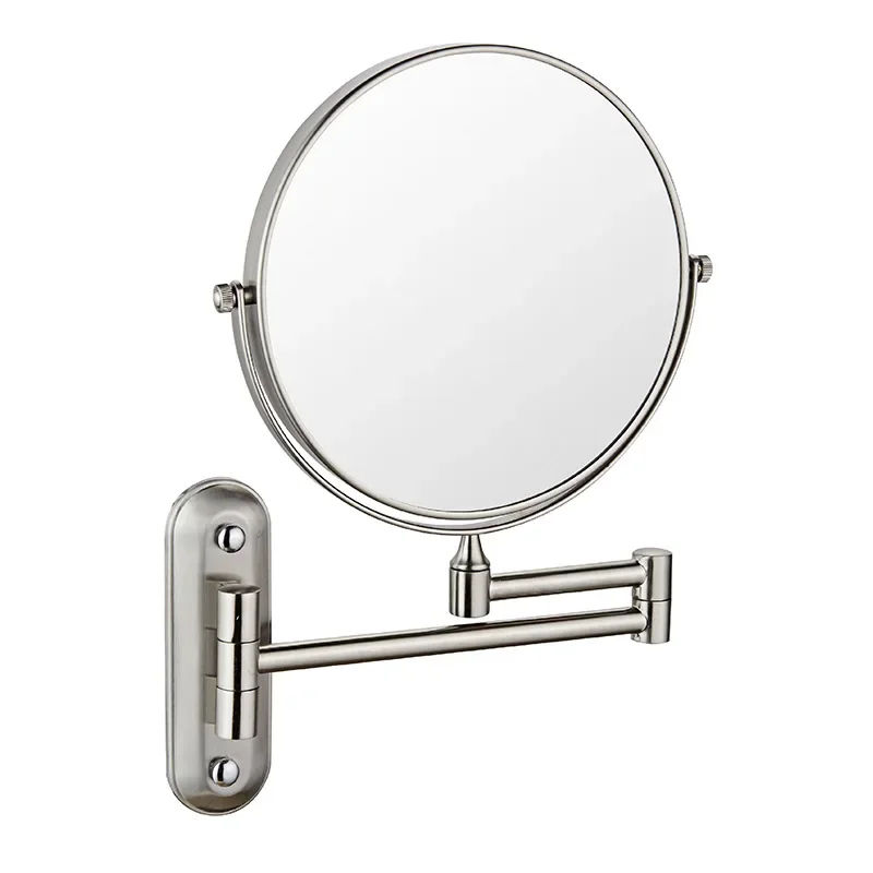 Bathroom Cosmetic Mirror 8 inches 5 times Wall Mounted Cosmetic Mirrors Retractable Round Cosmetic Mirrors Double Sided Mirror