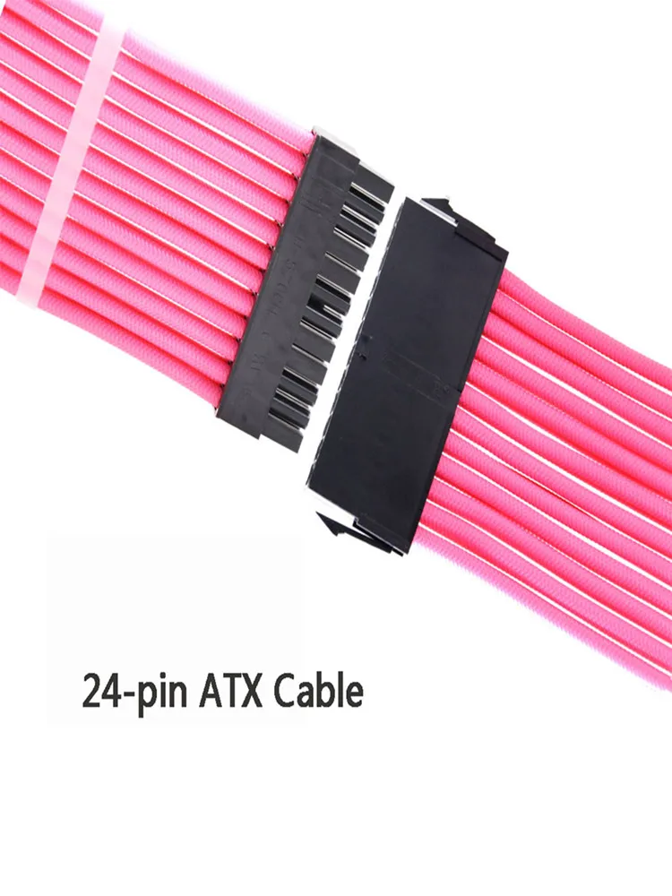 Computer PC Case PSU Extension Cable 18AWG ATX 24Pin GPU 8Pin CPU 8Pin Power Cord Cable Kit Lone Snakeskin Net 4 In 1/10 Colors