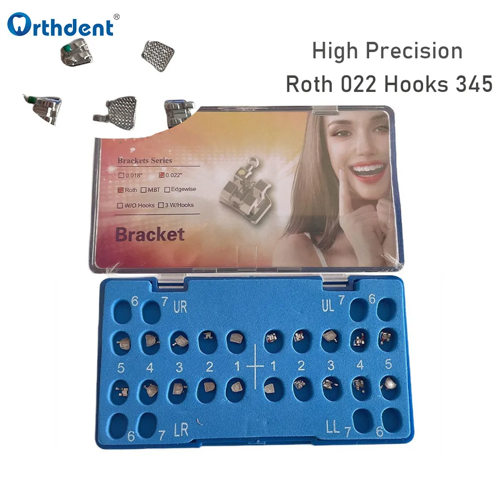 

Orthdent 20 Pcs Dental Orthodontic Brackets Metal Braces For Teeth High Precision Roth Slot 0.022 Hooks 345 Dentistry Therapy