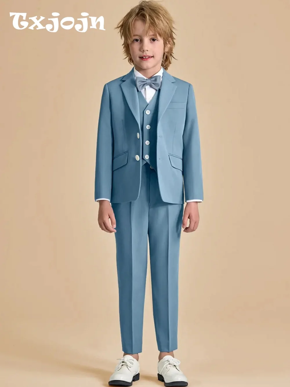 

Handsome Boys Slim Fit Suits 3 Pieces Piano Performance Wear Notched Lapel Kids Suit Set Wedding Party Outfit Plus Size Tuxedo