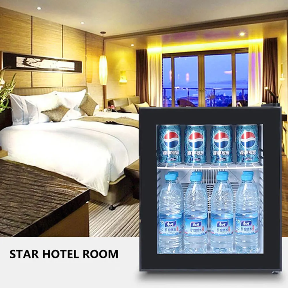 220V 30L Hotel Room Small Refrigerator Mini Transparent Freestanding Display Freezer Mute Mini Fridge 6-18 Celsius