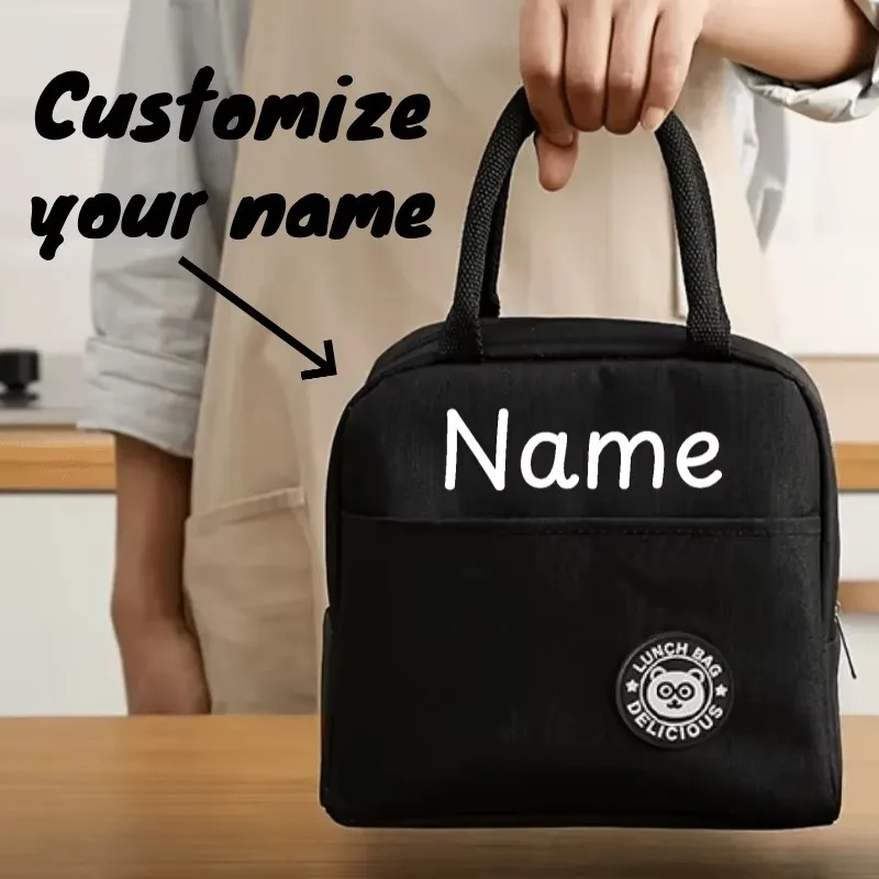 Customizable Name/Logo Zippered Lunch Bags and Tote Bags Suitable for School Work Camping and Everyday Use Insulated Bags