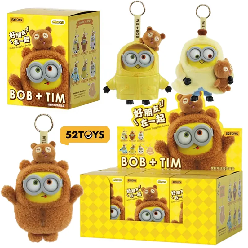 IN STOCK!52TOYS BOB&TIM Minions Better Together Series Anime Cute Cartoon Gifts Blind Box Keychains Figure Model Trendy Toy Gift