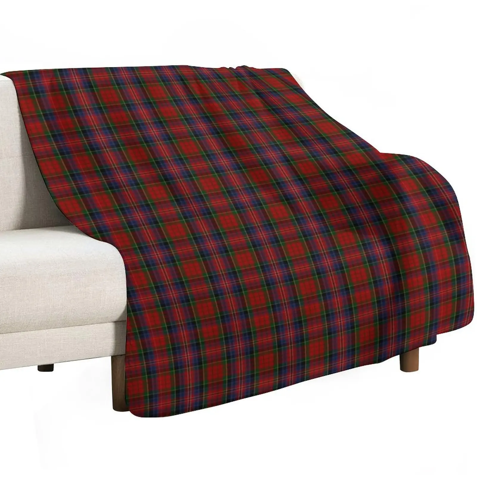 MacPherson Clan Tartan Throw Blanket Soft Solid Color Blanket for Couch Bed