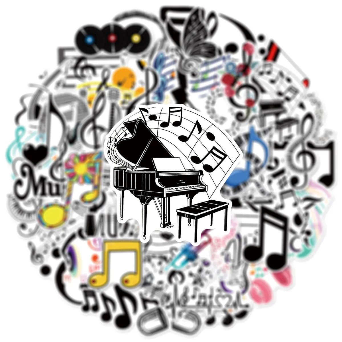 50 قطعة رموز الموسيقى الكرتون ملصقات الكتابة على الجدران الزخرفية الأمتعة ملاحظات كمبيوتر مكتبي سجل القصاصات ملصق مضاد للمياه لعبة أطفال