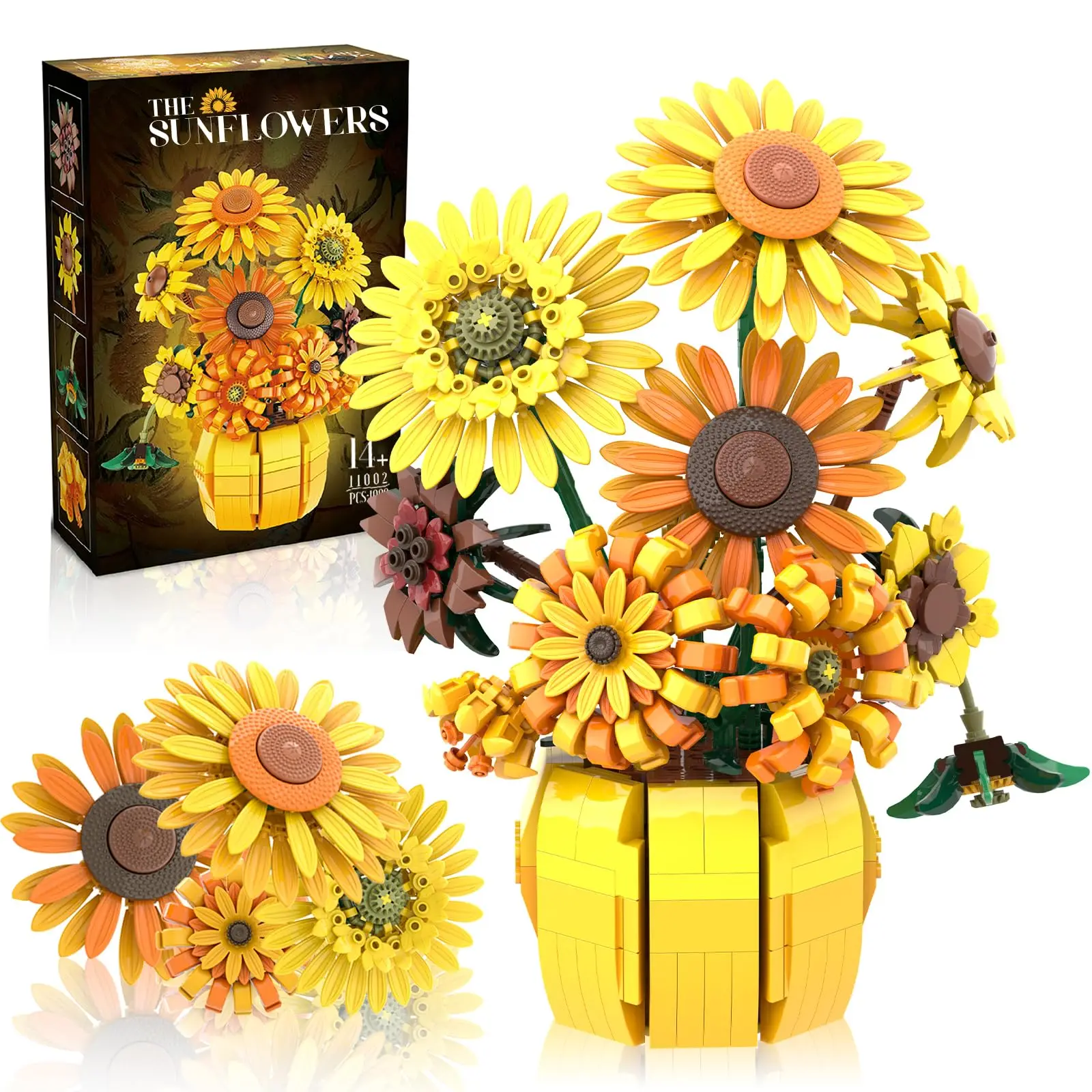 

1009PCS Sunflower Building Blocks Flower Bouquet With Vase Model Bricks Creative Desktop Decoration Kids Toys Holiday Gifts