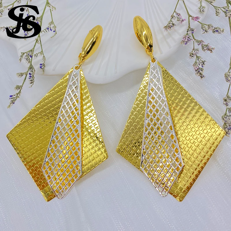 Fashion Jewelry Italy Bohemia Drop Earrings Copper Geometric Hollow Design For Women Lady Party Wedding Gift Statement Style