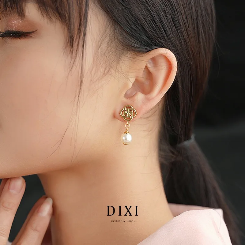 

DLR1035 Dixi брендовые оригинальные корейские модные серьги, простой узор, жемчужный кулон, темперамент, универсальные серьги