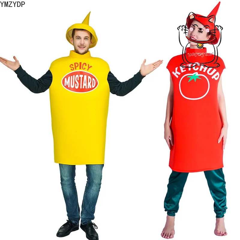 

New adult couples Halloween tomato sauce cosplay costumes stage costumes performance costumes makeup dance party pranks