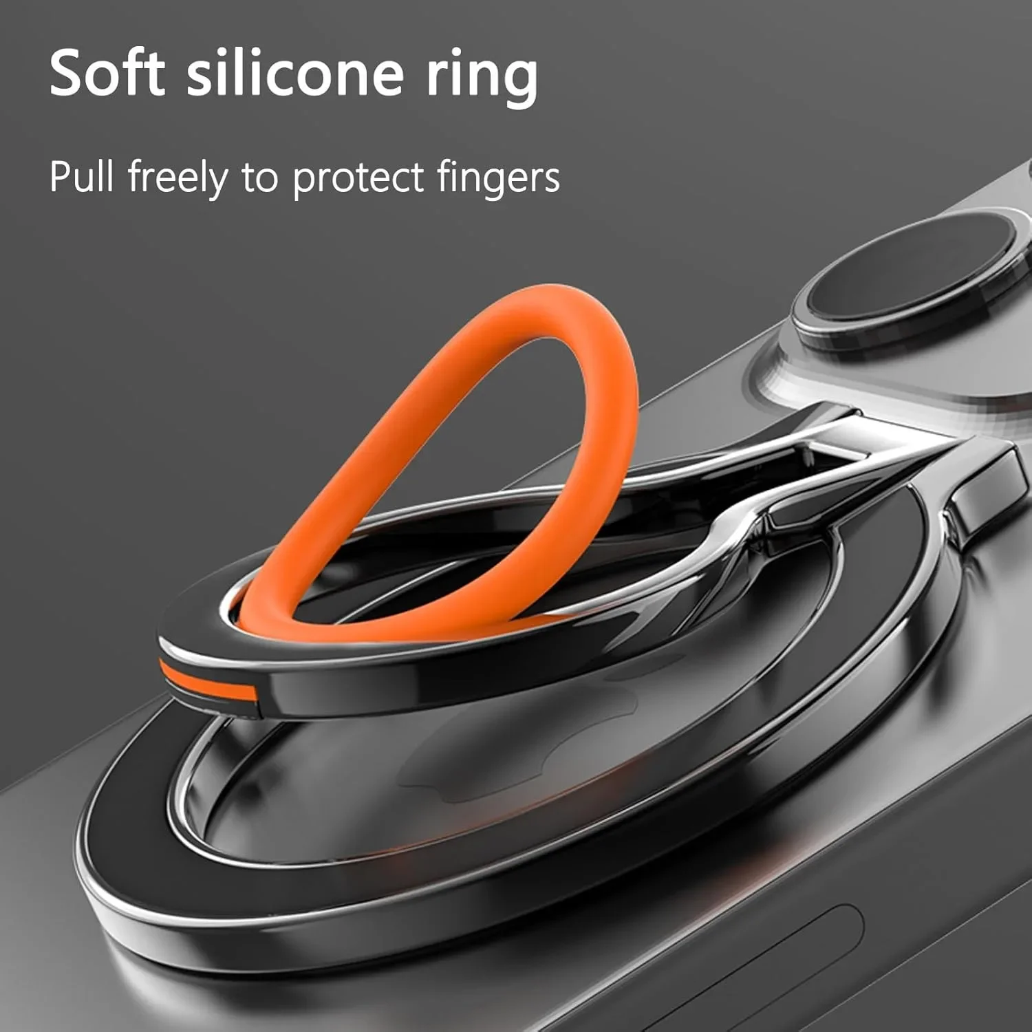 

Magnetic Phone Finger Ring Holder Rechargeable Adsorbed 360° Rotating Foldable with Silicone Finger Ring for iPhone 15 Universal