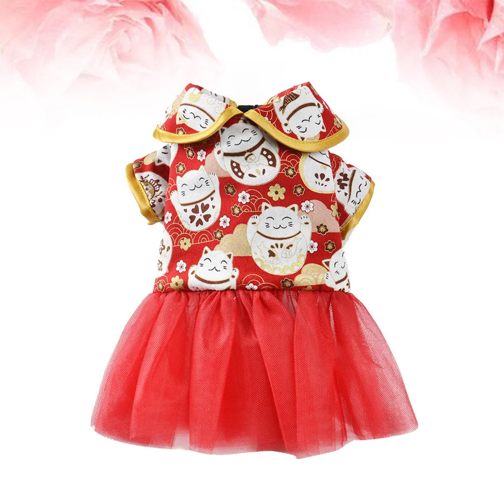 

1Pcs Chinese Style Pet Clothes New Year Costumes for Dogs and Cats Durable Adorable Easy to Wear Stylish Warm Coat L-14 Size